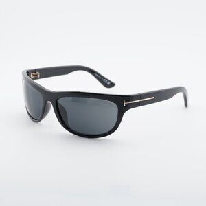 Tom Ford Anders-02 FT1363 01A Sunglasses Black Rectangle Frame, Smoke Lenses